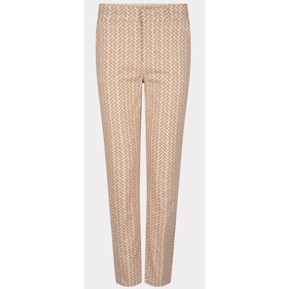 Esqualo Tan White Geometric Block Print Chino Pants 7/8 Cropped Trousers Women 6